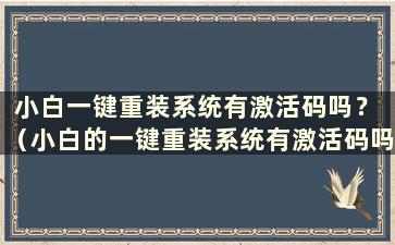 小白一键重装系统有激活码吗？ （小白的一键重装系统有激活码吗？知乎）